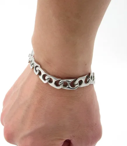Vista 5 de Pulsera plana de acero inoxidable para hombre, 0.394 in, 8,2 pulgadas, Acero inoxidable, Sin gemas.