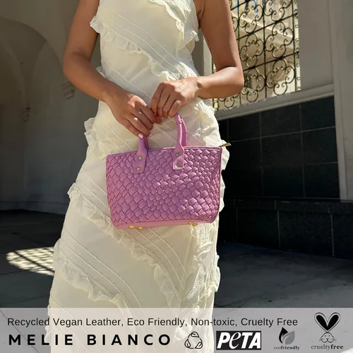 Vista 2 de Melie Bianco Bolso Maddy hecho a mano Bolso de cuero vegano reciclado Bolso pequeño de lujo y bolso cruzado
