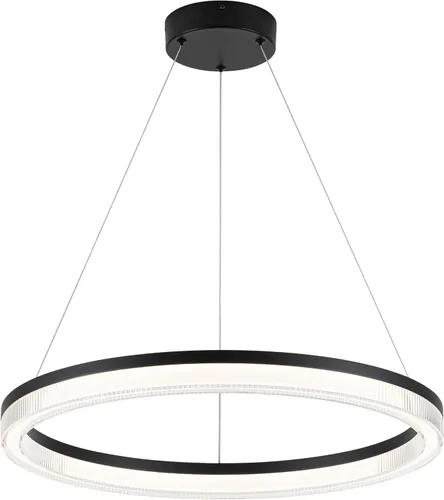 Vista 19 de Lámpara colgante LED moderna regulable de 23.6 pulgadas, color negro, 1 anillo circular, para sala de estar, comedor, cocina, oficina, vestíbulo