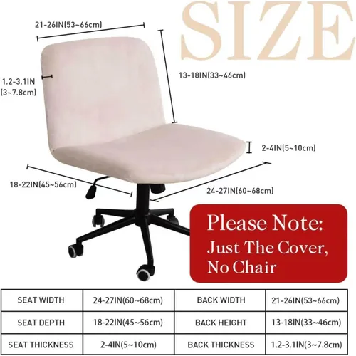Vista 2 de NICEEC Funda para silla cruzada sin brazos, para oficina, dormitorio, escritorio, tocador, computadora, respaldo medio, asiento ancho sin protector