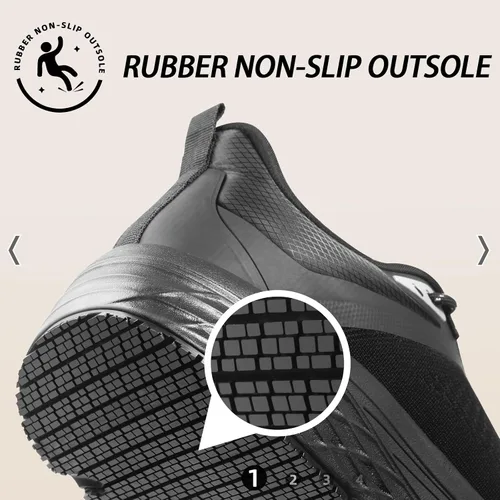 Vista 3 de Zapatos de trabajo antideslizantes para hombres, zapatos de chef resistentes al agua para restaurante y servicio de alimentos, zapatos de trabajo