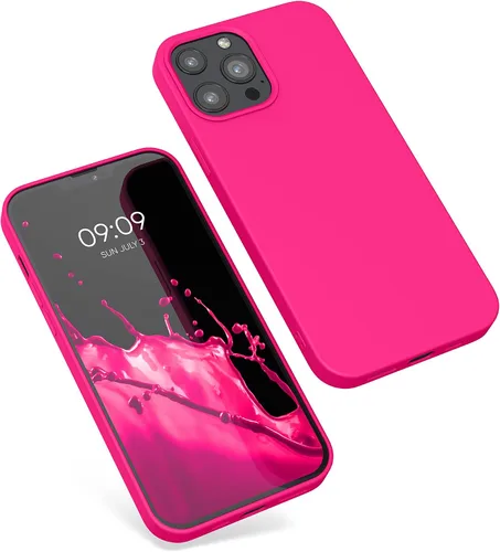 Vista 8 de kwmobile Funda compatible con Apple iPhone 13 Pro Max - Funda protectora delgada de silicona TPU - Rosa neón