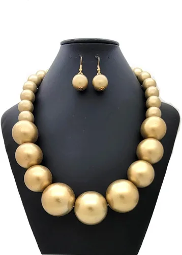 Vista 3 de BA UNIQUE FASHION Juego de collar grueso y grande de perlas simuladas para mujer