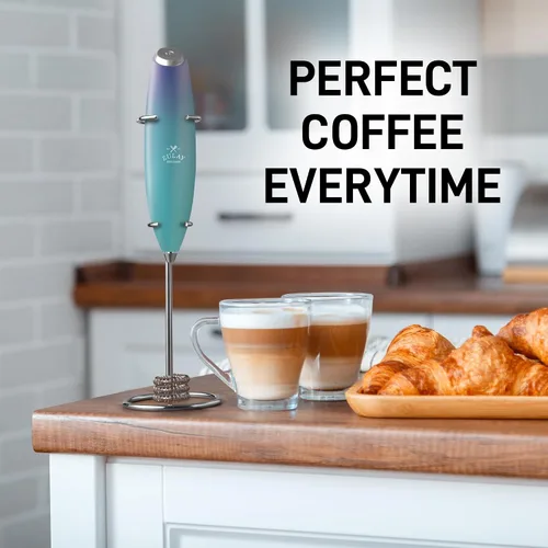 Vista 114 de Zulay Milk Boss Espumador de leche potente manual, hace espuma para latte, batidor para mezclar bebidas, café, miniespumador para capuchino, frappé