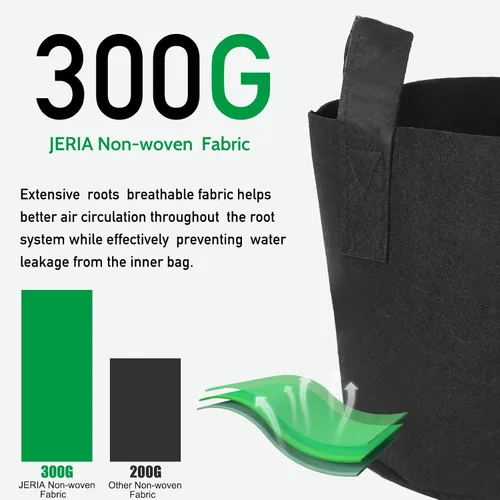 Vista 4 de JERIA Paquete de 24 bolsas de cultivo no tejidas de 3 galones, bolsas de cultivo de plantas, macetas de tela de aireación resistentes con asas
