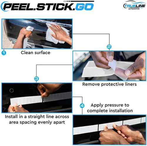 Vista 5 de TRUE LINE Automotive Adhesivo reflectante para maletero trasero, adhesivo de advertencia trasero de parachoques, marcadores de seguridad para moldura