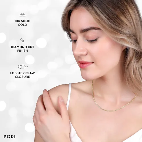 Vista 5 de PORI JEWELERS 10K Yellow Gold 1.5MM,2MM,2.5MM,3MM,3.5,4MM,5MM,7MM, Diamond Cut Rope Chain Necklace Unisex Sizes 16"-30