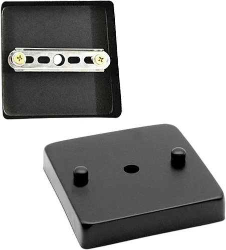 Vista 2 de Placa de luz de techo retro, 2 piezas de accesorios colgantes de disco de chasis de base cuadrada negra compatibles con lámparas de pared, lámparas