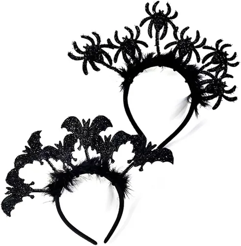 Vista 8 de 3 diademas de murciélago negro de Halloween + 3 diademas de araña, tocado de Halloween, cosplay, fiesta, accesorio para adultos, niños, mujeres