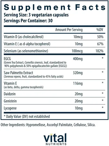Vista 2 de Vital Nutrients - Prostate Health Tx - Soporte de próstata basado en la evidencia - 90 cápsulas vegetarianas por botella