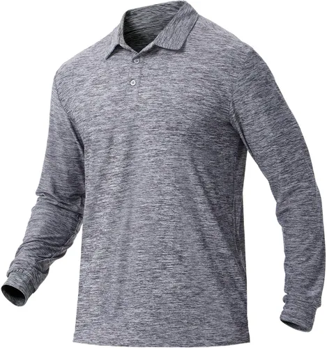 Vista 38 de NAVISKIN Camisas polo de manga larga para hombre, camisas de golf con cuello UPF 50 SPF para hombre, secado rápido, absorbe la humedad