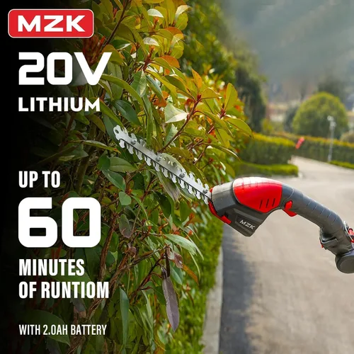Vista 2 de MZK Cortasetos 2 en 1 de 20 V y cizalla de césped, alcance de 13 pies, recortadora de setos eléctrica con poste de extensión, multiángulo