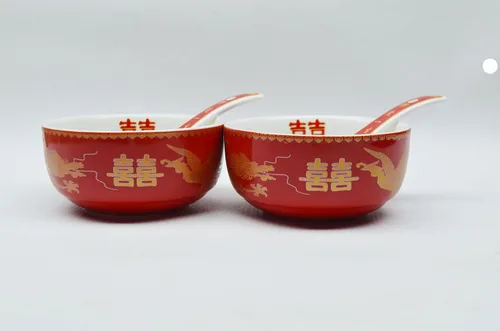 Vista 2 de Liang baobao Juego de 2 cucharas de té de boda chino, dragón de porcelana y fénix para adultos, hombres, mujeres, parejas, fiesta de boda