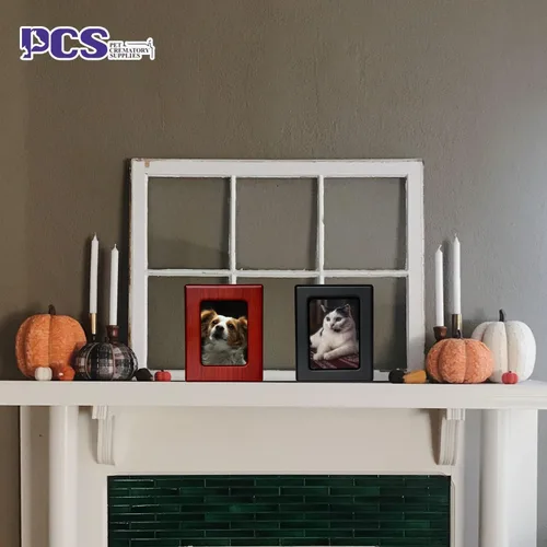 Vista 5 de PCS Urnas de mascotas para gatos, urna de foto de gato, urnas de gato para cenizas, caja de cremación para mascotas, color negro, pequeña