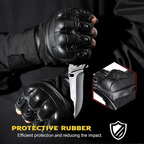 Vista 2 de WTACTFUL - Guantes tácticos sin dedos para moto, motocicleta, ciclismo, escalada, senderismo, caza
