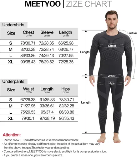Vista 7 de MEETYOO Conjunto de ropa interior térmica para hombre Sport Long Johns Base Layer