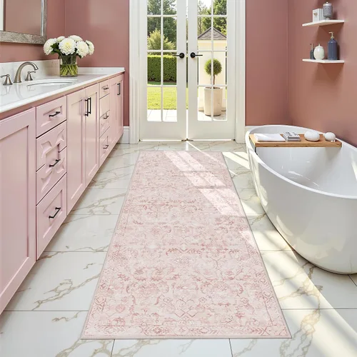 Vista 40 de Alfombra de área pequeña de 2 x 3 pulgadas, color beige, para entrada, baño, cocina, antideslizante, de pelo bajo, lavable, moderna alfombra bohemia