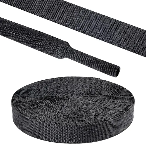 Vista 14 de Tubo de tela trenzada termorretráctil 2 en 1, ajuste ideal para manguera/cable/alambre de forma irregular (1-1/8 pulgadas, 14 pies)