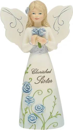 Vista 10 de Figura de ángel amigo de Elements de Pavilion, de 8 pulgadas, sosteniendo una mariposa, con inscripción "Los amigos son regalos para siempre