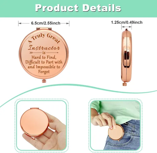 Vista 4 de Regalo de agradecimiento para instructores, espejo de maquillaje compacto para instructores, regalos de estudiantes instructores, regalos