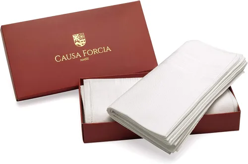 Vista 2 de Causa Forcia Pañuelos de algodón para hombre gruesos suaves de algodón blanco turco paquete de 12 Blanco
