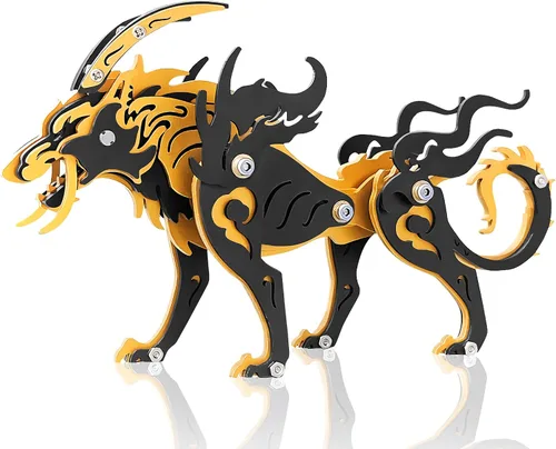 Vista 27 de Kits de modelo de metal 3D, rompecabezas de metal 3D de lobo mecánico, serie de animales de acero DIY, rompecabezas simples 3D, decoración