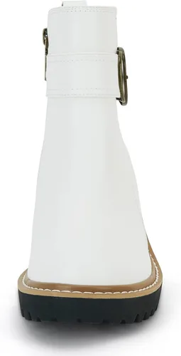 Vista 6 de Coutgo Botines de plataforma para mujer con suela de lengüeta tacón grueso cremallera lateral cómodas botas de combate de moda