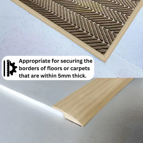 Vista 6 de Tira de transición de piso de 1/5 pulgadas de altura, alfombra autoadhesiva, baldosas de madera, cubierta de transición laminada, borde de puerta