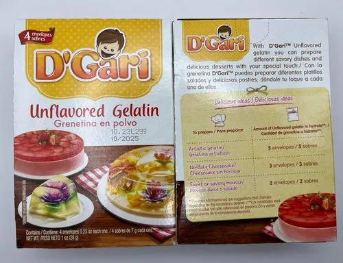 Vista 2 de D'Gari Combo de gelatina de cristal y sin sabor, 11.9 onzas (paquete de 1)