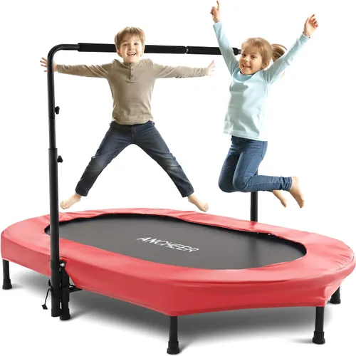 Vista 7 de ANCHEER Trampoline for Kids, Toddler Trampoline Indoor Sports and Outdoor Games 56" Kids Rebounder 220LBS Capacity with Adjustable Safety Handrail