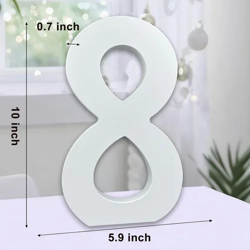 Vista 2 de AOCEAN Números de madera blanca de 10 pulgadas, número de madera sin terminar para pared, números decorativos de pie, rebanadas, decoración