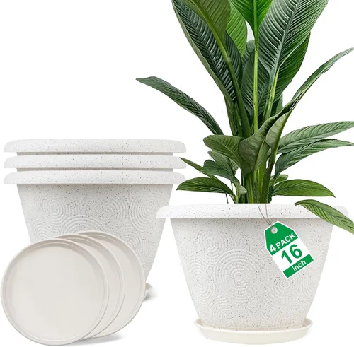 Vista 18 de Fodetyff Macetas de 6 Pulgadas para Plantas de Interior y Exterior, Juego de 6 Macetas Pequeñas de Plástico con Agujero de Drenaje y Bandeja, Maceta