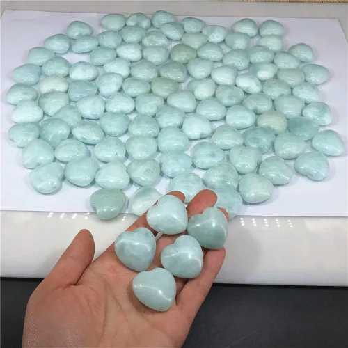 Vista 7 de 1PC Aguamarina Corazón Natural Azul Lechoso Berilo Piedra Preciosa Cristal Mineral Coleccionable Decoración Espécimen Reiki - Brasil