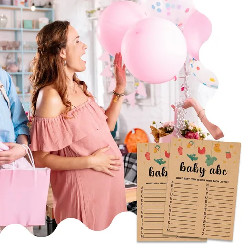 Vista 5 de Baby ABC Juego de Baby Shower, 30 unidades, kraft, juego de mesa, todas las edades, inglés, cartulina, manual, unisex, baby shower y alfabeto