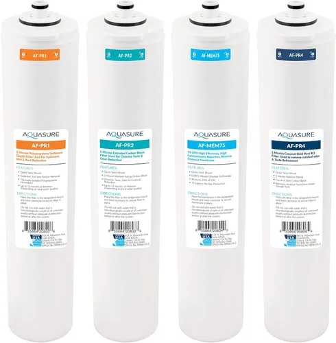 Vista 6 de Aquasure Serie Premier Juego de Cartuchos de Reemplazo de Filtro de Agua Etapa 1 Sedimento & Etapa 2 Bloque de Carbón AF-PRE12, para Sistema