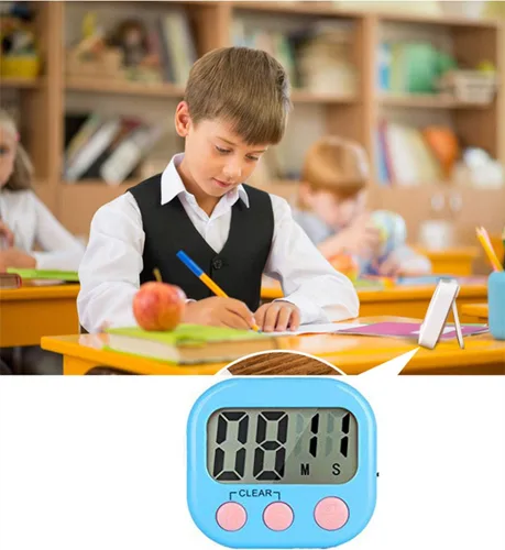 Vista 4 de Temporizador digital de cocina, pantalla de visualización grande, alarma fuerte, soporte magnético fuerte, temporizador de juego para maestros