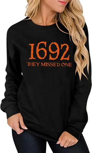 Vista 2 de CHUNTIANRAN Sudadera de Halloween para mujer 1692 Salem Broom Co sudadera ligera de bruja 1692 negro