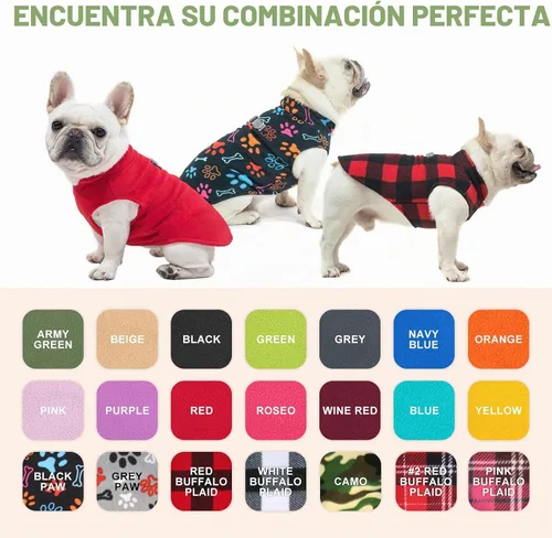 Vista 5 de BEAUTYZOO Chaleco de vellón para perros pequeños, de invierno y clima frío, con anillo en D, con anillo en D para correa, resistente al viento, pata