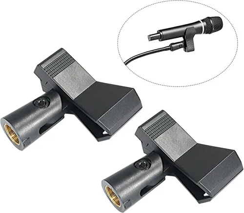 Vista 2 de 2 clips de micrófono, soporte de clip de micrófono ajustable para soporte de micrófono, abrazadera de soporte de micrófono para micrófonos de mano