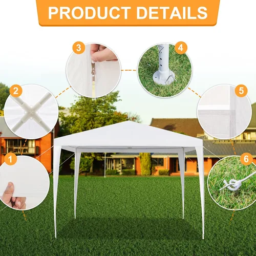 Vista 3 de Outvita Gazebo para exteriores, toldo blanco con paredes laterales, tienda de campaña para fiesta de boda con bloqueo UV para fiestas, refugio