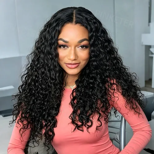 Vista 70 de Pinketer 99j - Pelucas de cabello humano con encaje frontal transparente, onda profunda burdeos, 13x4, pelucas mojadas y onduladas para mujeres