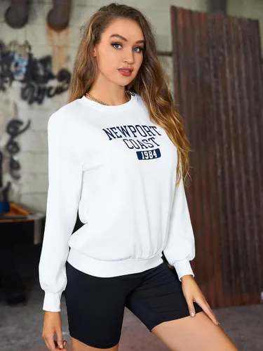 Vista 4 de SweatyRocks Sudadera casual de manga larga con estampado gráfico para mujer