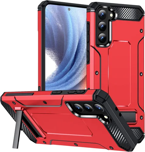 Vista 10 de Funda para Samsung Galaxy S21 Plus, protección contra caídas de grado militar con soporte de metal, color azul