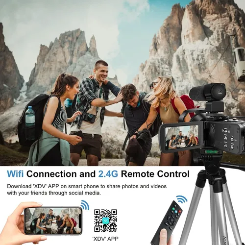 Vista 3 de Cámara de video 4K videocámara 48MP Vlogging Cámara para YouTube 60FPS 18X Zoom Cámara de vídeo digital con enfoque automático WiFi, cámara web