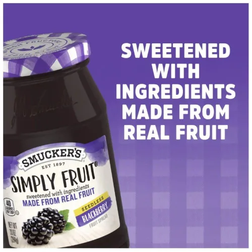 Vista 3 de Smucker's Simply Fruit - Fruta untable en tarro de 10 onzas (paquete de 3) (mora sin semillas)