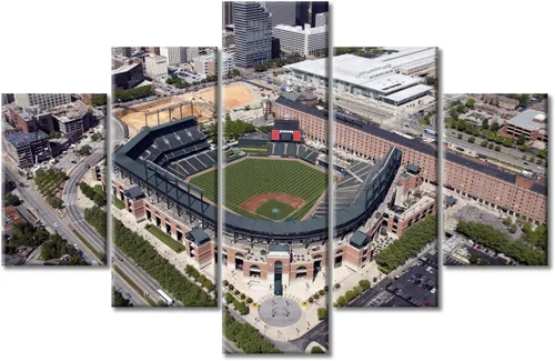 Vista 32 de Busch Stadium Baseball Home Decor St. Louis, Missouri Cityscape - Pósteres e impresiones artísticas de pared de 5 piezas de estadios de béisbol