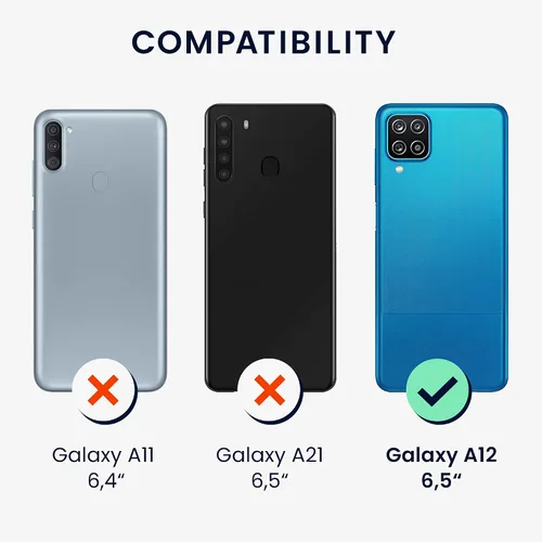 Vista 6 de kwmobile Funda compatible con Samsung Galaxy A12 - Funda protectora de silicona TPU suave y delgada - Azul Báltico