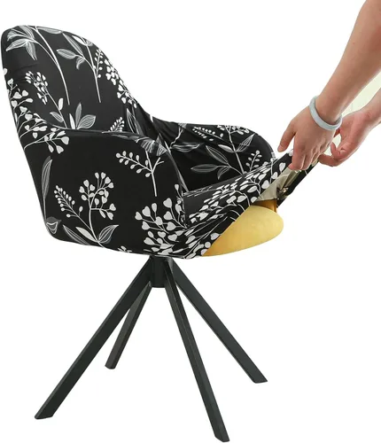 Vista 11 de Iauddy Funda de Silla Giratoria de Acento para Comedor para Oficina, Funda Elástica para Silla de Escritorio de Oficina de Respaldo Medio Protector