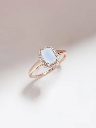 Vista 4 de YoTreasure Anillo de compromiso de oro rosa de 10 quilates con piedra lunar de 1.52 quilates