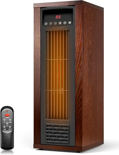 Vista 10 de Calentador de espacio infrarrojo para uso en interiores - Calentador de caja portátil de 1500 W con gabinete de madera, control remoto